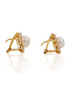 Pendientes perla circonitas alrededor oro 18k - Joyería Orocash 2