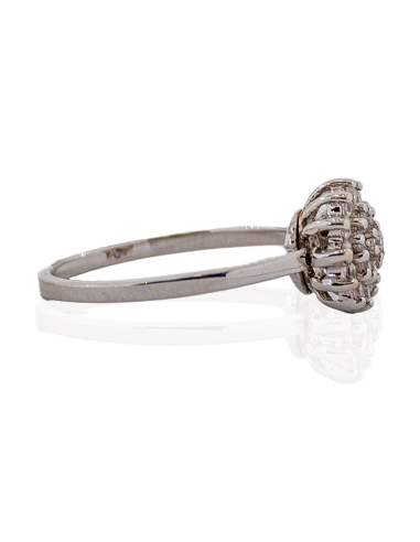 Anillo rosetón circonitas oro blanco 18K - Joyería Orocash