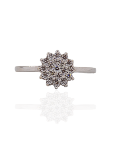 Anillo rosetón circonitas oro blanco 18K - Joyería Orocash