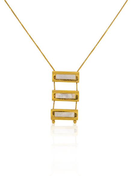 Gargantilla 3 rectángulos con nácar oro 18k - Joyería Orocash