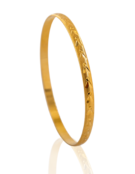 Pulsera caña 6.7cm labrada corazones oro 18k - Joyería Orocash