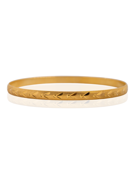 Pulsera caña 6.7cm labrada corazones oro 18k - Joyería Orocash
