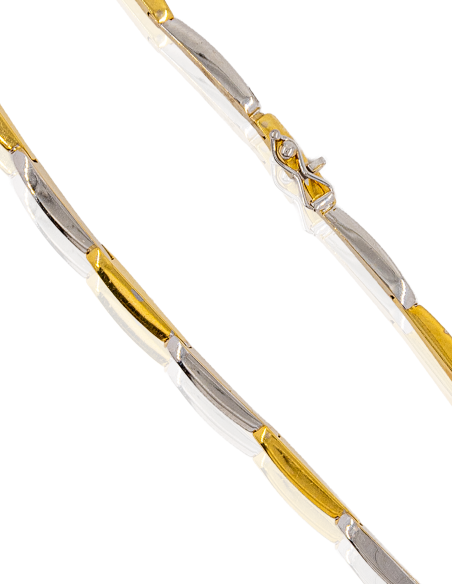 Gargantilla barras bicolor 45cm oro 18k - Joyería Orocash