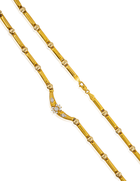 Gargantilla 40cm semirrígida circonitas flor oro 18k - Joyería Orocash
