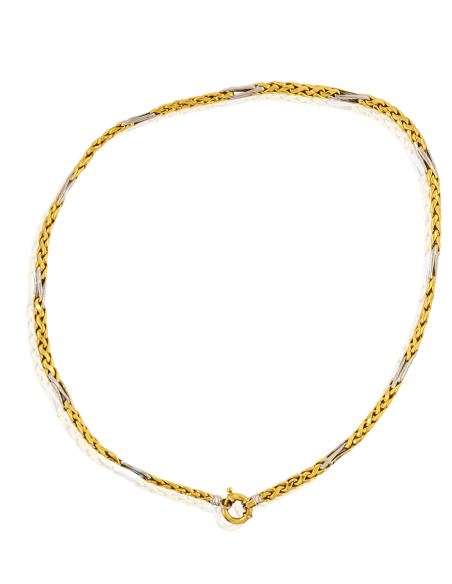 Gargantilla semi plana 46cm oro bicolor 18k - Joyería Orocash
