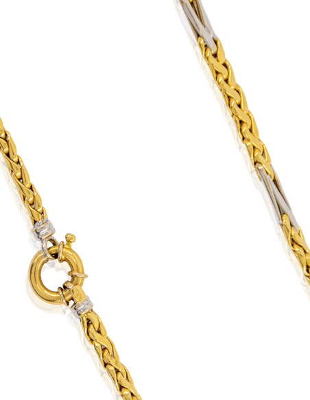 Gargantilla semi plana 46cm oro bicolor 18k - Joyería Orocash