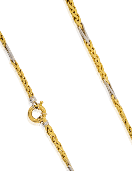 Gargantilla semi plana 46cm oro bicolor 18k - Joyería Orocash