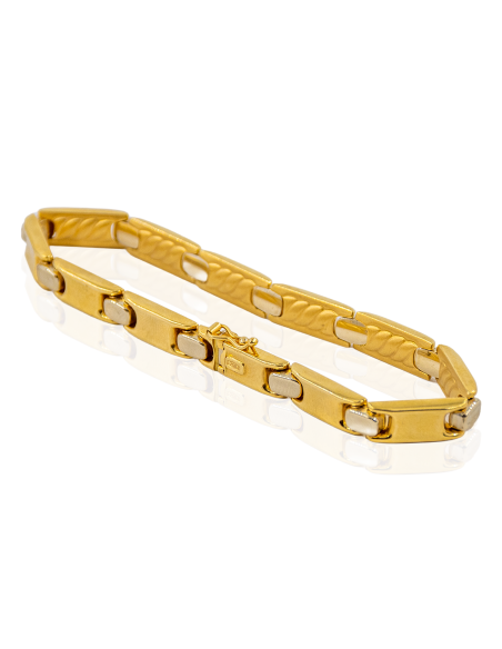 Pulsera plana satinada cuadritos brillo 19cm oro 18k - Joyería Orocash