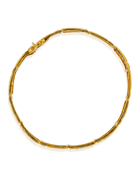 Pulsera greca 19.5cm con circonitas brillo satinada oro 18k - Joyería Orocash