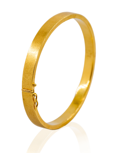 Pulsera caña plana satinada 6.5cm oro 18k - Joyería Orocash