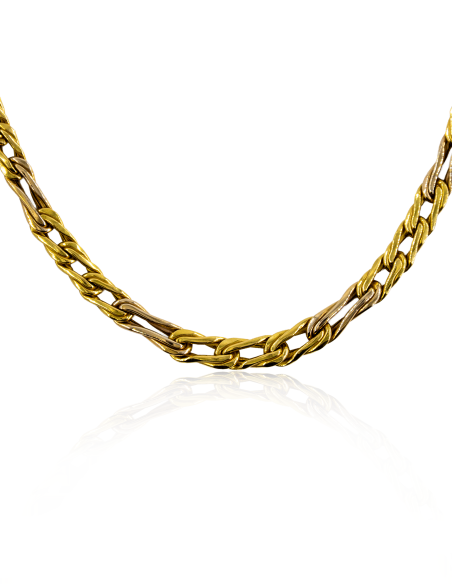 Gargantilla eslabones planos como nudos 44cm oro 18k - Joyería Orocash