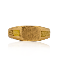 Anillo sello rectangular placa satinada oro 18k - Joyería Orocash