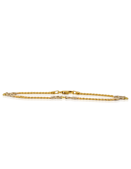 Pulsera eslabón bismark y círculos 19cm oro bicolor 18k - Joyería Orocash