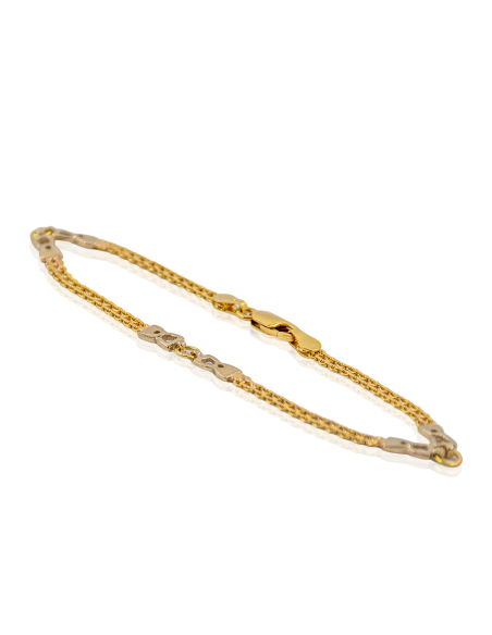 Pulsera eslabón bismark y círculos 19cm oro bicolor 18k - Joyería Orocash