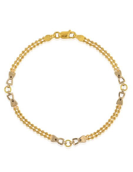 Pulsera eslabón bismark y círculos 19cm oro bicolor 18k - Joyería Orocash