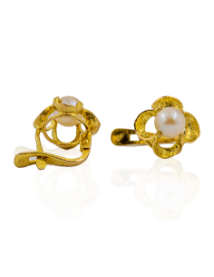 Pendientes flor con perla oro 18k - Joyería Orocash 2