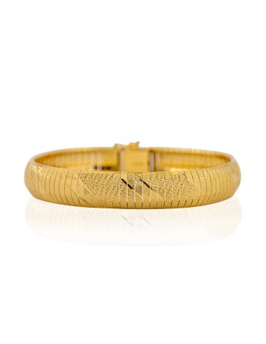 Pulsera ancha semi rígida disco 20cm oro 18k - Joyería Orocash