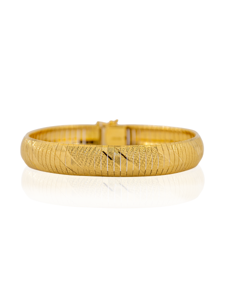 Pulsera ancha semi rígida disco 20cm oro 18k - Joyería Orocash