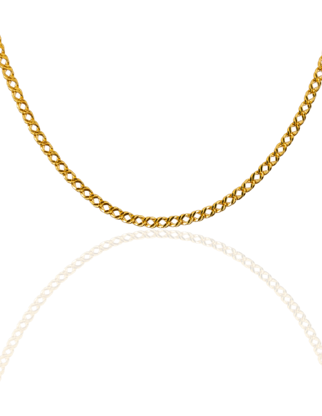 Cadena eslabón doble barbada 49cm oro 18k - Joyería Orocash