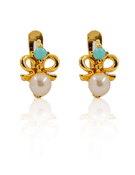 Pendientes con perla y turquesa oro 18k - Joyería Orocash