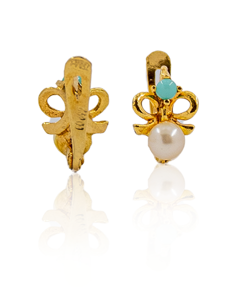 Pendientes con perla y turquesa oro 18k - Joyería Orocash