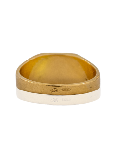Anillo sello placa rectangular satinada lateral labrado oro 18k - Joyería Orocash 2