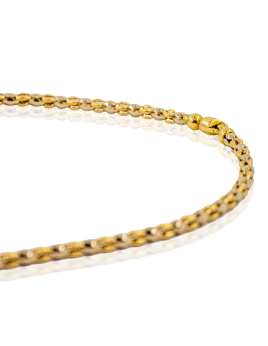 Cadena con borlos en forzada 48cm oro bicolor 18k - Joyería Orocash