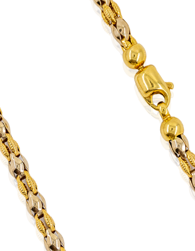 Cadena con borlos en forzada 48cm oro bicolor 18k - Joyería Orocash