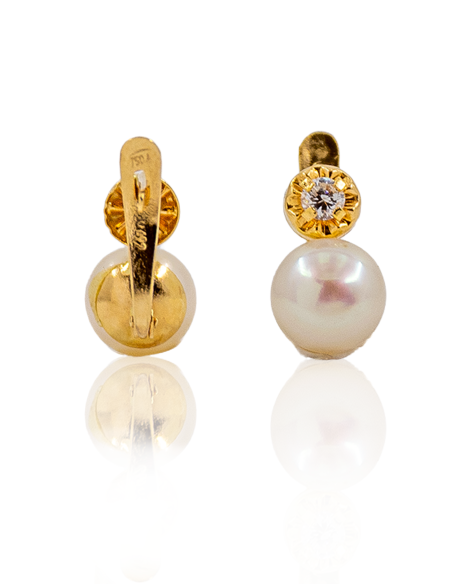 Pendientes con media perla y circonita oro 18k - Joyería Orocash