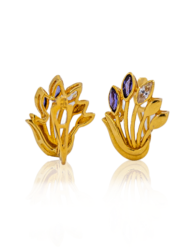 Pendientes ramillete circonitas oro 18k - Joyería Orocash