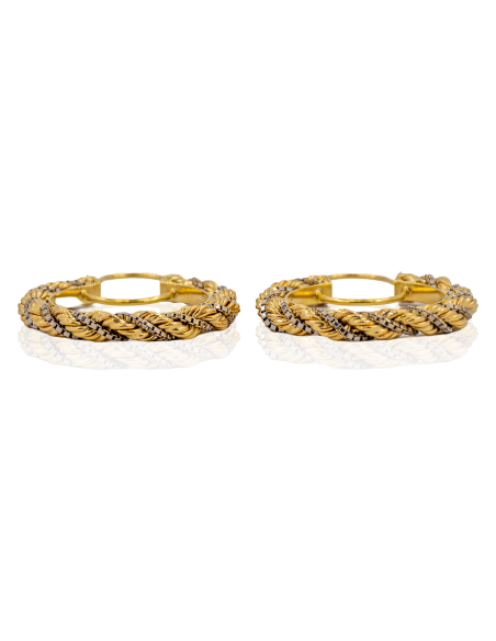 Pendientes aro cordón con veneciana 3.9cm oro 18k - Joyería Orocash