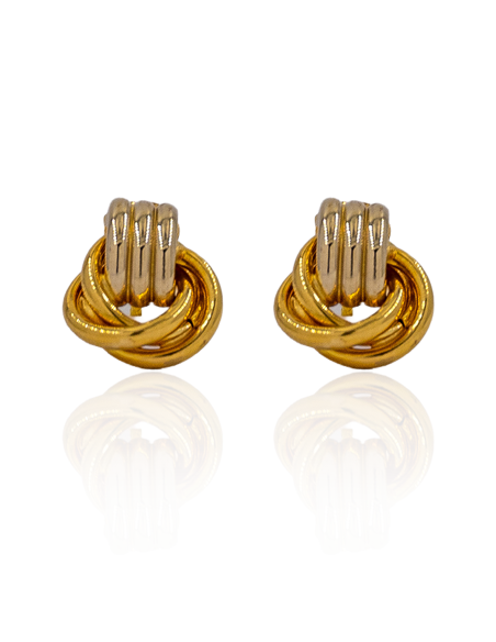 Pendientes triple aro con triple barra oro bicolor 18k - Joyería Orocash