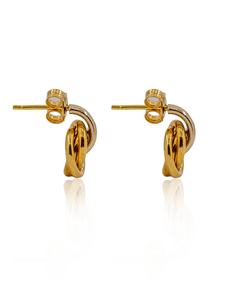 Pendientes triple aro con triple barra oro bicolor 18k - Joyería Orocash