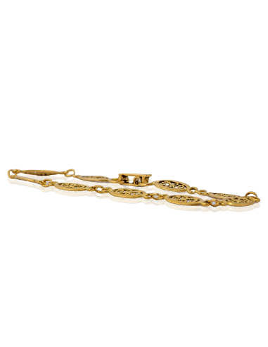 Pulsera óvalos calados 18.5cm oro 18k - Joyería Orocash