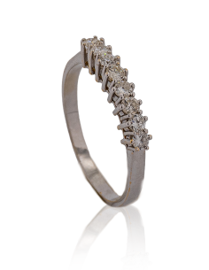 Anillo octeto con diamantes en cuatro garras oro blanco 18K - T 23 - Joyería Orocash 2