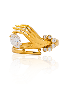 Anillo mano con piedra oval oro 18k - Joyería Orocash