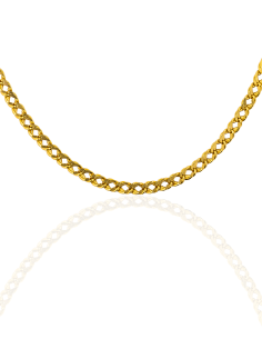 Cadena eslabón barbada doble 50cm oro 18k - Joyería Orocash