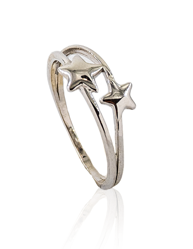 Anillo doble aro con dos estrellas plata | Orocash joyería