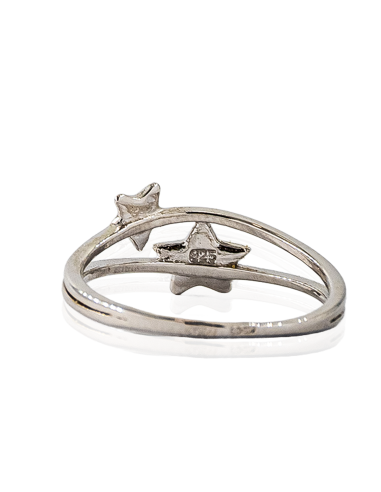 Anillo doble aro con dos estrellas plata | Orocash joyería