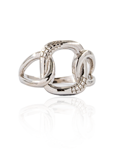 Anillo ancho eslabones plata 925 rodio | Joyería Orocash