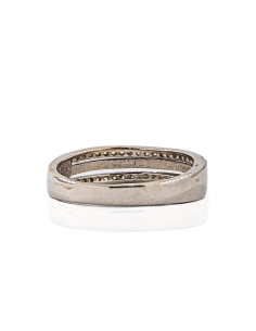 Anillo tres bandas, circonitas-lisa-circonitas plata 925 rodio 2