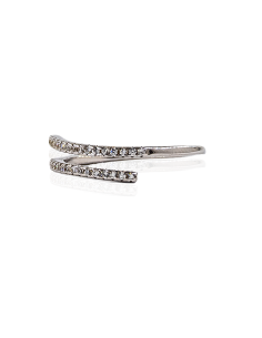 Anillo dos vueltas abierto circonitas plata | Orocash joyería