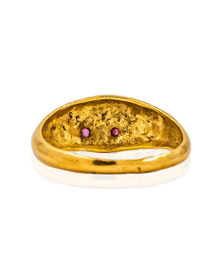 Anillo cara búho circonitas rojas ojos oro 18k - Joyería Orocash 2