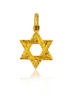 Colgante estrella de David labrada 2.3cm oro 18k - Joyería Orocash