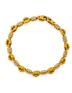 Pulsera eslabones calados y motivos de tres barras en relieve 19cm oro 18k - Joyería Orocash 2