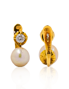 Pendientes Tú y yo con perla cultivada y circonita oro 18k-  Joyería Orocash 2