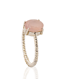 Anillo plata trenzado con piedra  rosa en 4 garras I Orocash Joyeria 2
