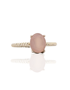 Anillo plata trenzado con piedra  rosa en 4 garras I Orocash Joyeria