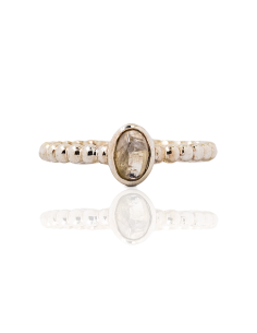 Anillo plata bolitas y piedra ovalada 8mm I Orocash Joyeria
