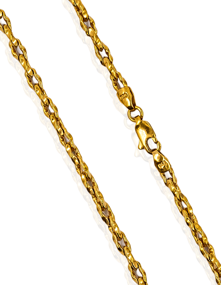 Cadena eslabón forzada lapidada tallada 52cm oro 18k - Joyería Orocash